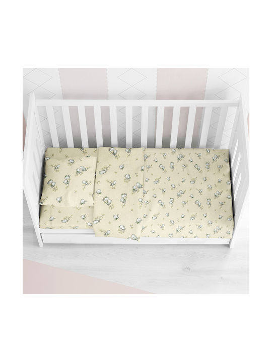 Dimcol Birds Baby Sheets Set Crib Flannel 16 Ecru 120x160cm 3pcs 1914657608601678