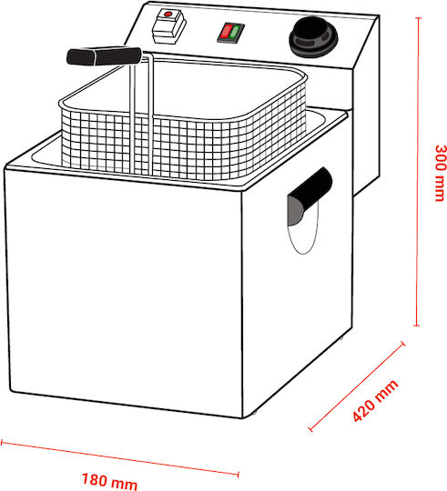 RM Gastro Ηλεκτρική Φριτέζα 2.1kW Χωρητικότητας 5lt 18x42x30cm