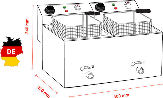 Bartscher Elektrische Fritteuse 4kW Kapazität 4Es 40x53x34cm Snack II Plus