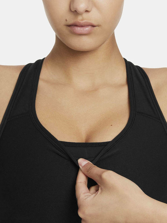 Swoosh Seamless Γυναικείο Αθλητικό Μπουστάκι Μαύρο με Επένδυση