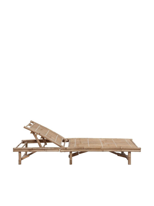 Liegestuhl aus Bambus mit Kissen Coffee / Cream 200x65x30cm.