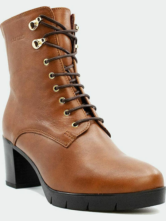 Leather Women's Ankle Boots Tabac Brown