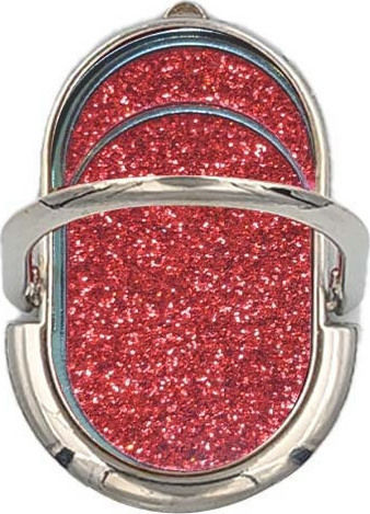 Technovo Adhesive Magnetic Oval Mobile Ring Holder Glitter Red
