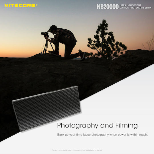 NiteCore NB20000 Power Bank 20000mAh 45W with 2 USB-A Ports and USB-C Port Carbon Fiber