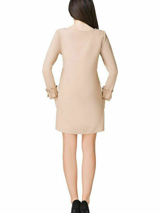 Tessita T196/2 Mini Kleid Drapiert Beige 93577