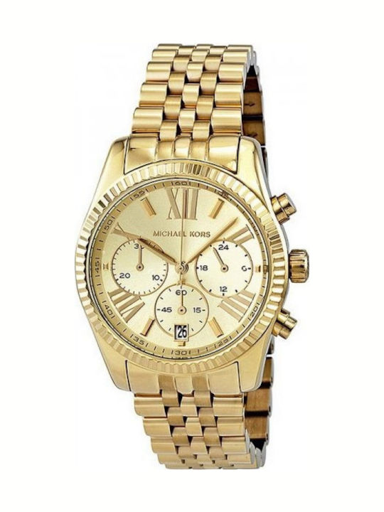 Michael Kors Lexington Women's Watch Chronograph with Gold Metal Bracelet