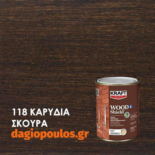 Kraft Wood Shield Impregnation Varnish Polyurethane 118 Dark Walnut Satin 2.5lt