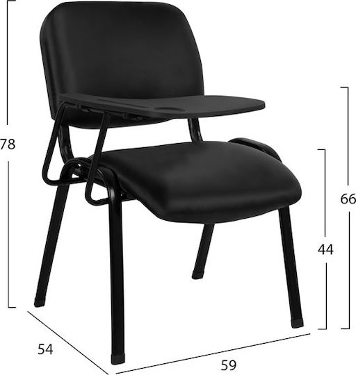 HomeMarkt Stuhl mit Tablet-Arm Klassenzimmer Schwarz 54x59x78cm.