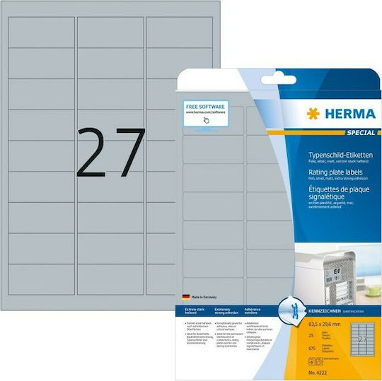 Herma 675 Αυτοκόλλητες Ετικέτες Α4 Ορθογώνιες 63.5x29.6mm