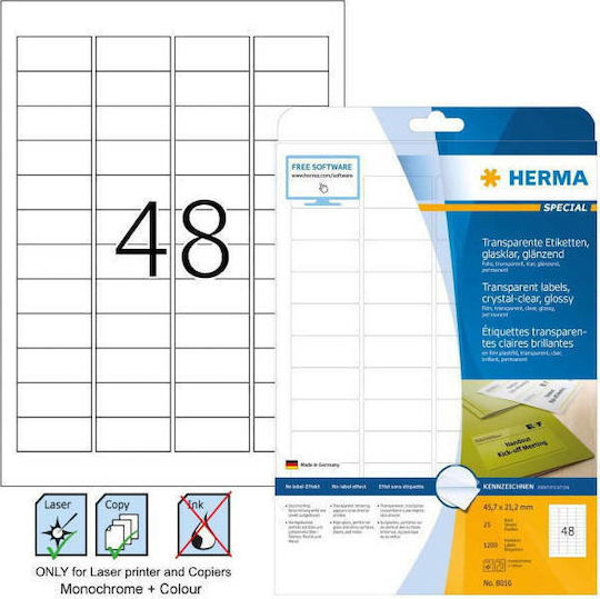 Herma 1200 Αυτοκόλλητες Ετικέτες Α4 Ορθογώνιες 45.7x21.2mm