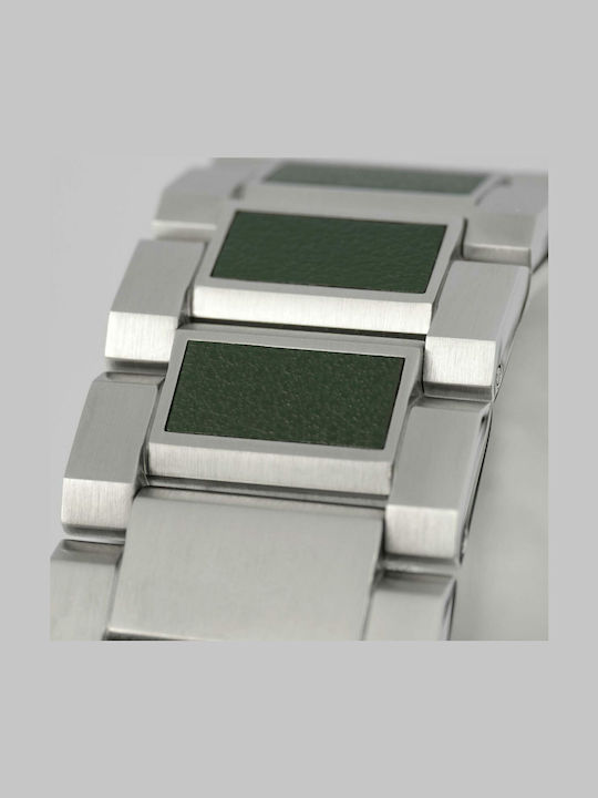 Jacques Lemans Eco Power Ανδρικό Ρολόι 44mm Χρονογράφος Solar με Ασημί Μεταλλικό Μπρασελέ