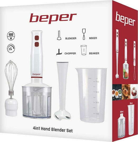 Beper Blender De Mână Cu Tijă Din Plastic 400W Alb