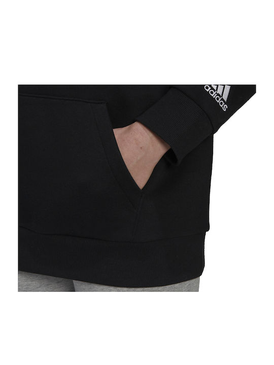 Essentials Oversized Μακρύ Γυναικείο Φούτερ με Κουκούλα Μαύρο