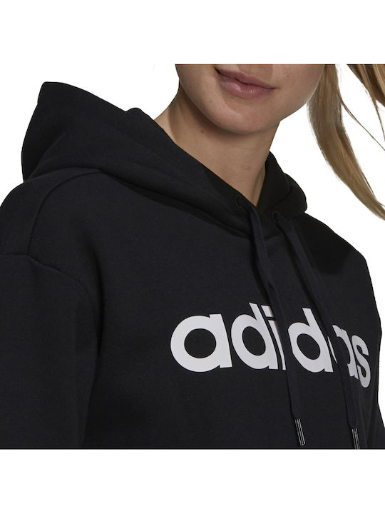 Essentials Oversized Μακρύ Γυναικείο Φούτερ με Κουκούλα Μαύρο