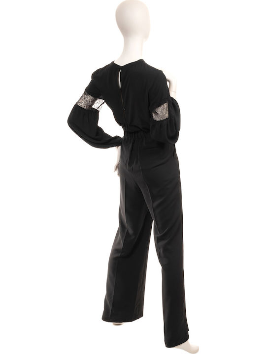 Toi&Moi Women's High-waisted Fabric Trousers in Straight Line Black