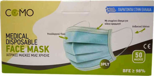Como Surgical Mask single-use 3ply Type II BFE >98% Protective Mask Non-Reusable Type II Surgical Pink 50pcs