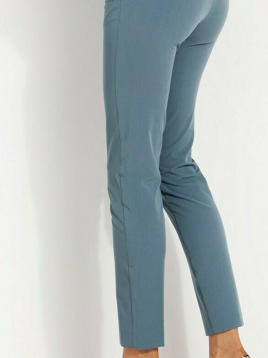 Desiree Damen Hoch tailliert Stoff Capri Hose in Normaler Passform Blau