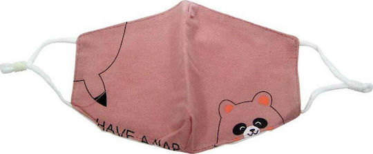 Natural Home Cotton Children's Mask with Adjustable Strap Protective Mask Fabric Kids Pink 1pcs