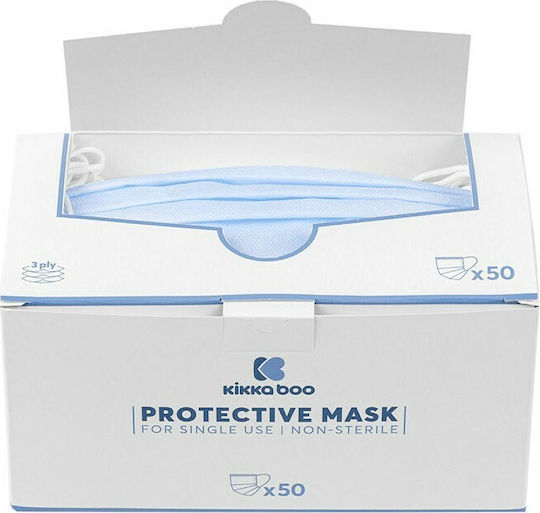 Kikka Boo Single-use Mask for Adults Protective Mask Fabric Blue 4110911025 50pcs