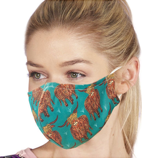 Eco Chic Face Cover Teal Highland Cow 1τμχ