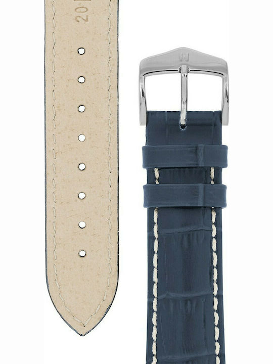 Hirsch Modena Long Δερμάτινο Λουράκι Μπλε 24mm