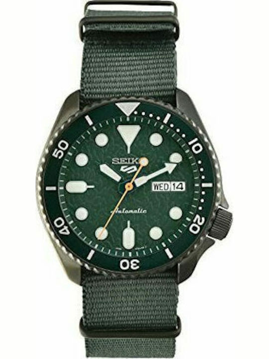 Seiko 5 Sports Men's Watch 42.5mm Automatic with Green Fabric Strap