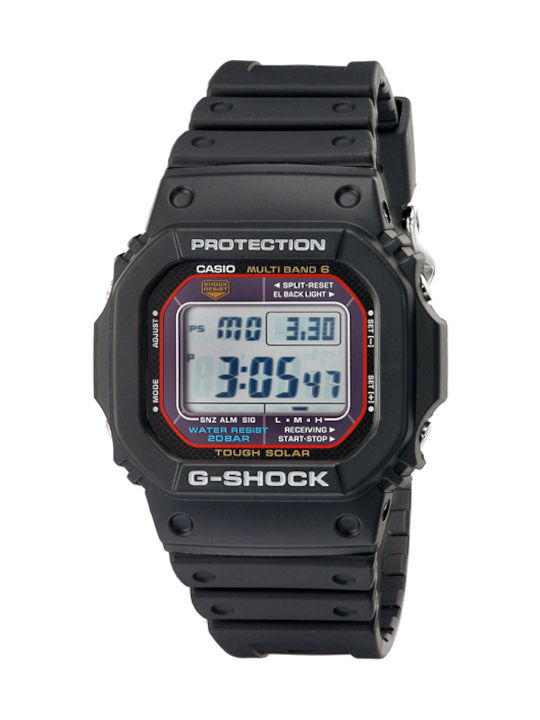 Casio G-Shock Digital Uhr Chronograph Solar mit Schwarz Kautschukarmband