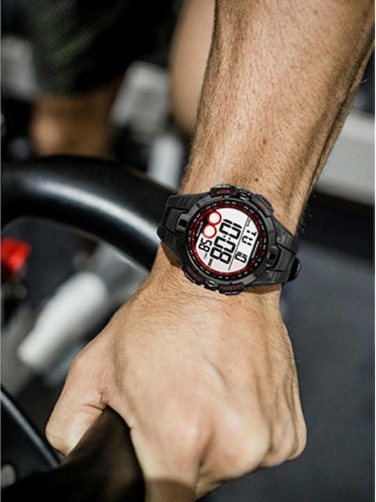Timex Ψηφιακό Ανδρικό Ρολόι 46mm Μπαταρίας με Μαύρο Καουτσούκ Λουράκι
