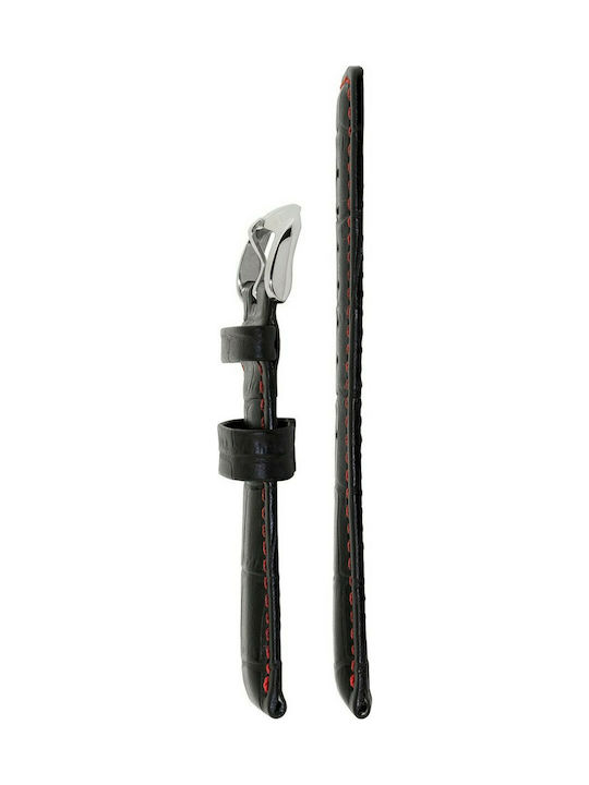 Hirsch Grand Duke Long Δερμάτινο Λουράκι Μαύρο 20mm