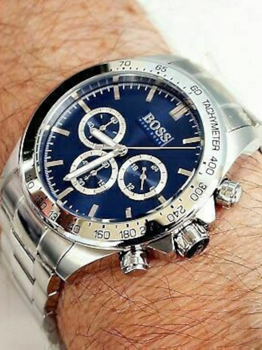 Hugo Boss Herrenuhr 44mm Chronograph Batterie mit Silber