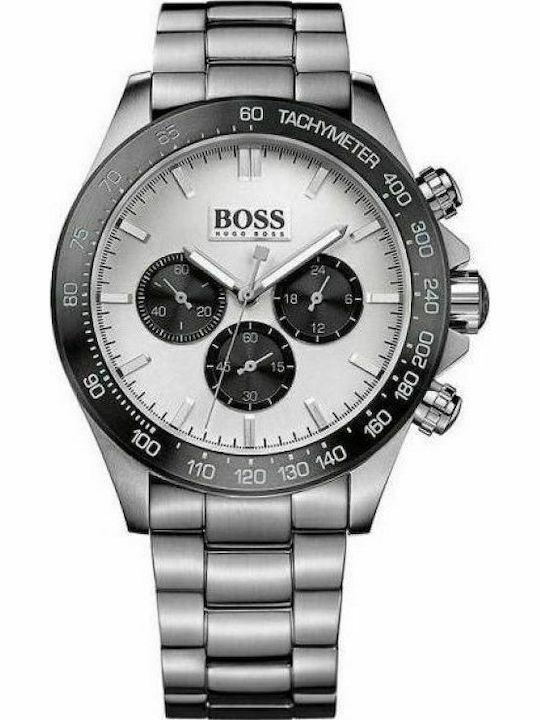Boss Ikon Men's Watch 44mm Chronograph Battery with Silver Metal Bracelet