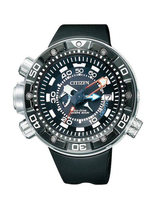 Citizen Promaster Marine Ανδρικό Ρολόι 53mm Eco - Drive με Μαύρο Καουτσούκ Λουράκι