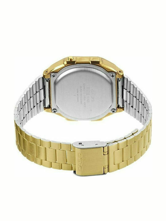Casio Vintage Iconic Digital Men's Watch 36.3mm Chronograph Battery with Gold Metal Bracelet