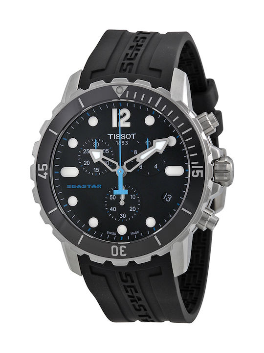 Tissot Seastar 1000 Ανδρικό Ρολόι 45mm Χρονογράφος Μπαταρίας με Μαύρο Καουτσούκ Λουράκι