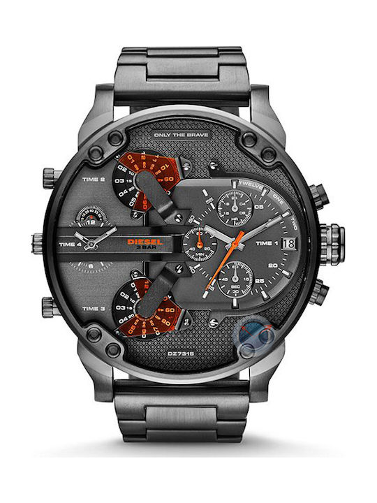 Diesel Uhr Chronograph Batterie mit Schwarz Met...