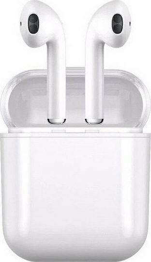 i12 Touch Earbud Bluetooth Handsfree Earphones with Charging Case White