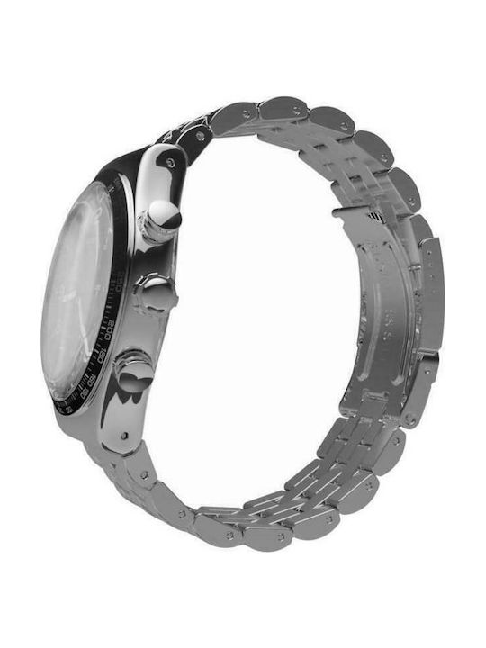 Swatch Ανδρικό Ρολόι 43mm Χρονογράφος Μπαταρίας με Ασημί Μεταλλικό Μπρασελέ