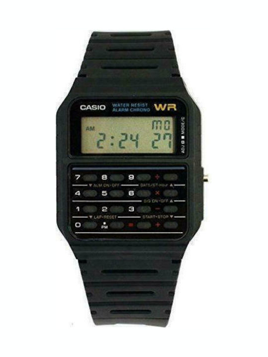 Casio Calculator Ψηφιακό Ανδρικό Ρολόι 34.4mm Μπαταρίας με Μαύρο Καουτσούκ Λουράκι