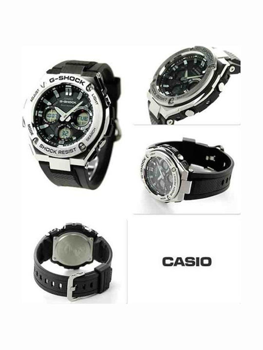 Casio G-Shock G-Steel Ανδρικό Ρολόι 52.4mm Solar με Μαύρο Καουτσούκ Λουράκι