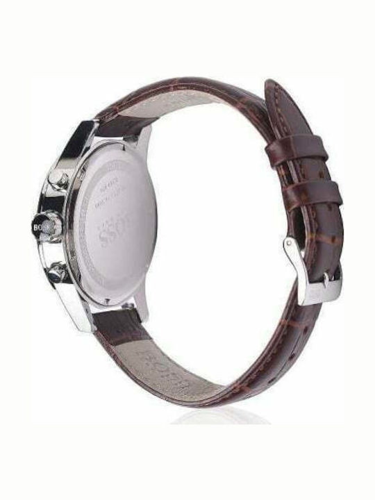 Boss Jet Ανδρικό Ρολόι 41mm Χρονογράφος Μπαταρίας με Καφέ Δερμάτινο Λουράκι