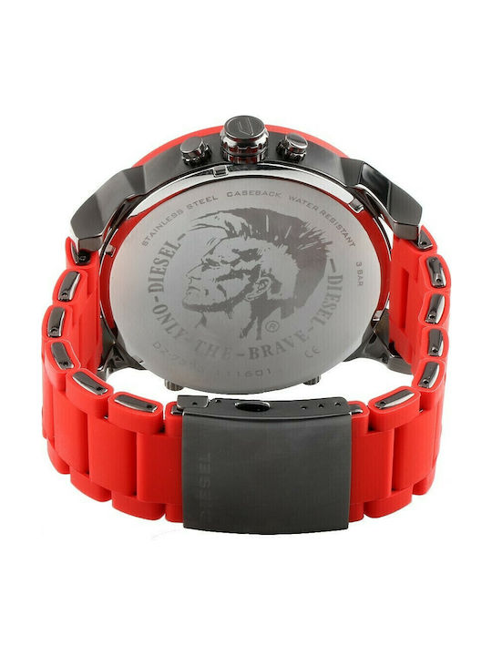 Diesel Mr Daddy 2.0 Ανδρικό Ρολόι 57mm Χρονογράφος Μπαταρίας με Κόκκινο Καουτσούκ Λουράκι