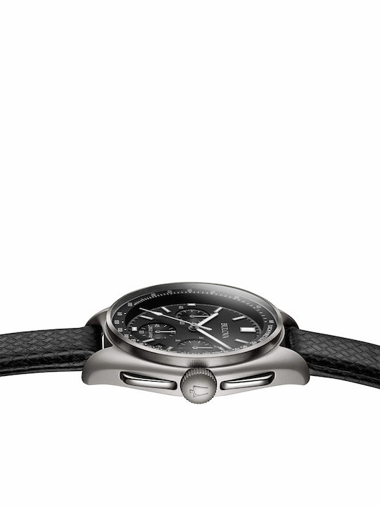 Bulova Special Edition Moon Chronograph Herrenuhr 45mm Chronograph Batterie mit Schwarz Lederarmband