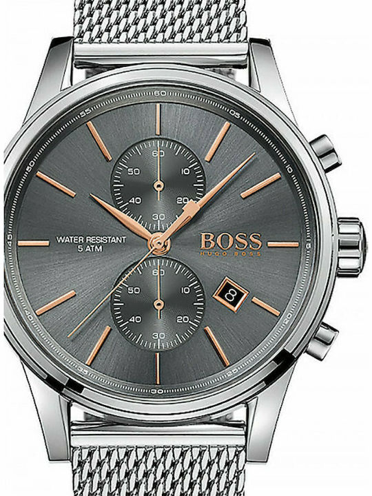 Boss Jet Herrenuhr 44mm Chronograph Batterie mit Silber Metallarmband
