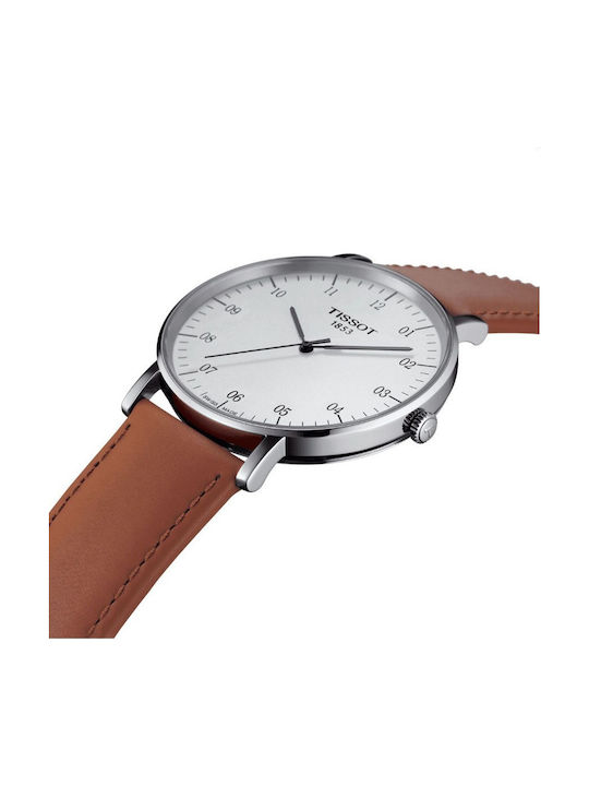 Tissot Everytime Часовник Батерия с Кафяв Кожена каишка