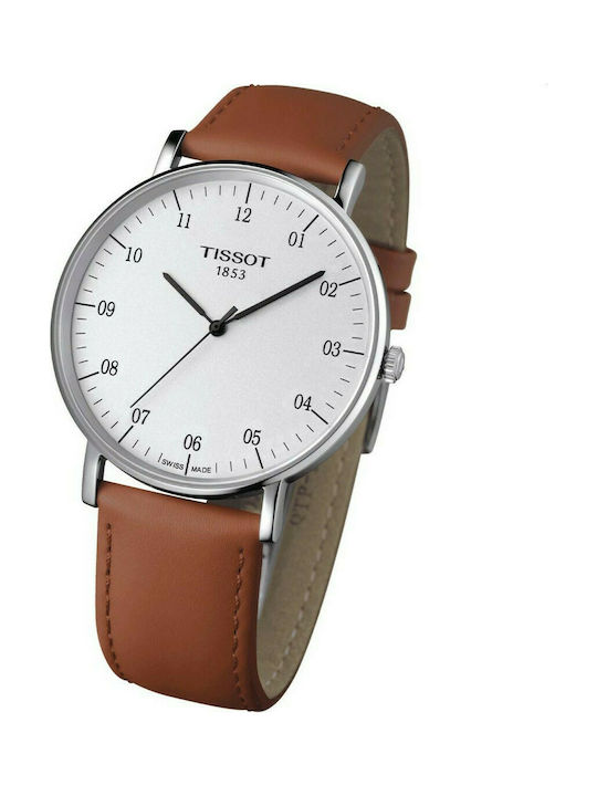 Tissot Everytime Часовник Батерия с Кафяв Кожена каишка