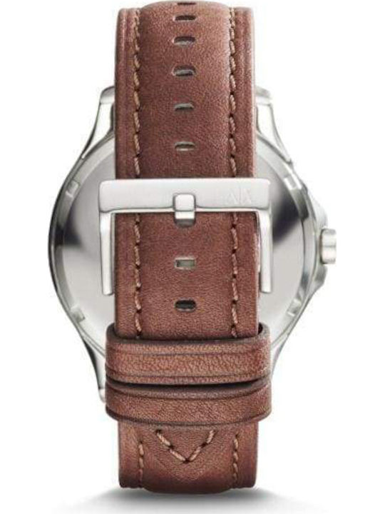 Armani Exchange Herrenuhr 46mm Batterie mit Braun Lederarmband
