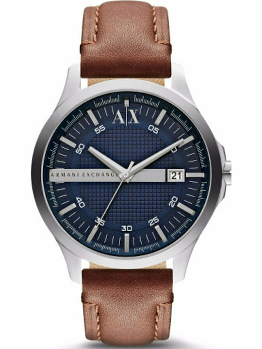 Armani Exchange Herrenuhr 46mm Batterie mit Braun Lederarmband
