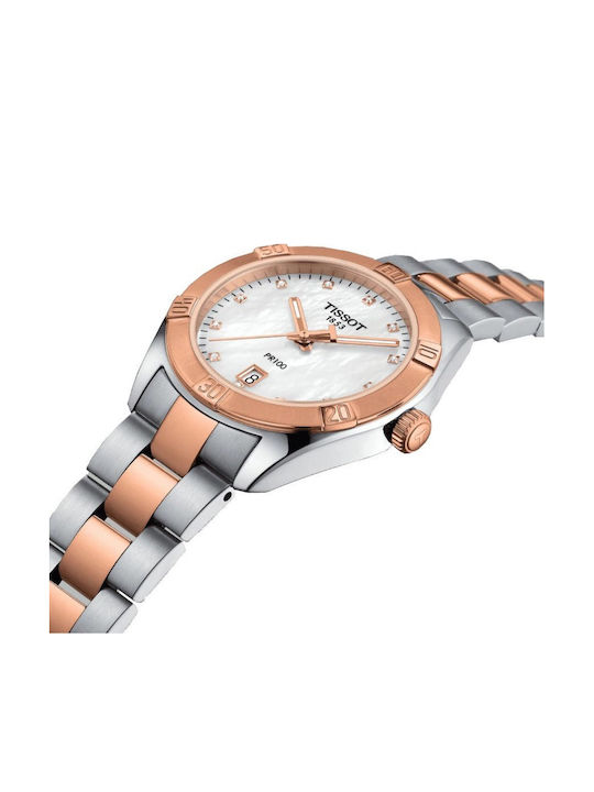 Tissot Ceas Dama 36mm Cronograf Cu Baterie Cu Brățară Argintie Din Oțel Inoxidabil