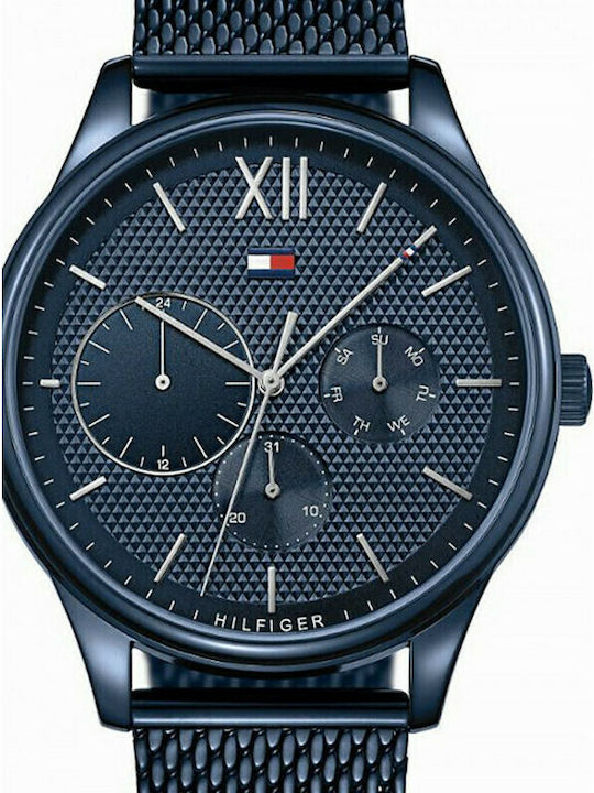 Tommy Hilfiger Damon Ανδρικό Ρολόι 44mm Χρονογράφος Μπαταρίας με Μπλε Μεταλλικό Μπρασελέ