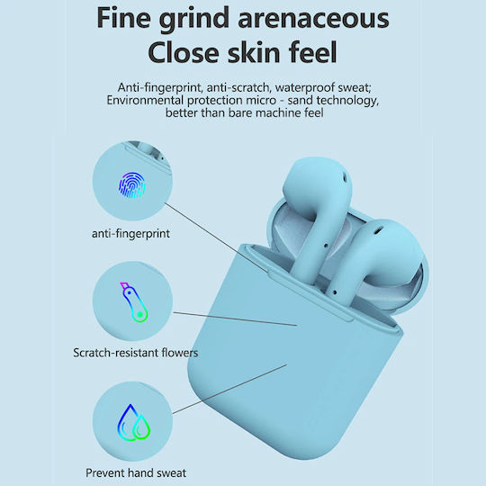 Inpods 12 Earbud Bluetooth Handsfree Ακουστικά με Αντοχή στον Ιδρώτα και Θήκη Φόρτισης Μπλε